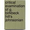 Critical Examination of G. Birkbeck Hill's Johnsonian door Perfcy Fitzgerald