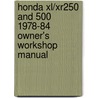 Honda Xl/Xr250 And 500 1978-84 Owner's Workshop Manual door Pete Shoemark