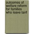 Outcomes Of Welfare Reform For Families Who Leave Tanf