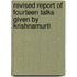 Revised Report Of Fourteen Talks Given By Krishnamurti