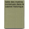 Table Des Matires Contenues Dans Le Cabinet Historique by Paulin Teste