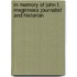 In Memory Of John F. Meginness Journalist And Historian