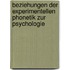 Beziehungen Der Experimentellen Phonetik Zur Psychologie