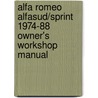 Alfa Romeo Alfasud/Sprint 1974-88 Owner's Workshop Manual by Tim Parker