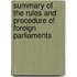 Summary Of The Rules And Procedure Of Foreign Parliaments
