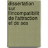 Dissertation Sur L'Incompatibilit de L'Attraction Et de Ses