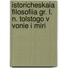 Istoricheskaia Filosofiia Gr. L. N. Tolstogo V Vonie I Miri door Count Leo Tolstoy