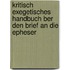 Kritisch Exegetisches Handbuch Ber Den Brief an Die Epheser