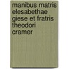Manibus Matris Elesabethae Giese Et Fratris Theodori Cramer door . Anonymous