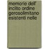 Memorie Dell' Inclito Ordine Gerosolimitano Esistenti Nelle