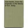 Note Books, From The Originals In The Library Of W.K. Bixby door William Keeney Bixby