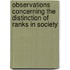 Observations Concerning the Distinction of Ranks in Society