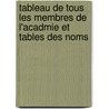 Tableau de Tous Les Membres de L'Acadmie Et Tables Des Noms by Belles-lettres Acad mie Des Sc