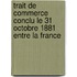 Trait de Commerce Conclu Le 31 Octobre 1881 Entre La France