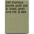 Clef D'Amour, Pome. Publ. Par E. Tross, Avec Une Intr. & Des