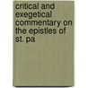 Critical and Exegetical Commentary on the Epistles of St. Pa by James Everett Frame