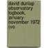 David Dunlap Observatory Logbook, January- November 1972 (Vo