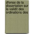 Dfense de La Dissertation Sur La Validit Des Ordinations Des