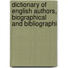 Dictionary of English Authors, Biographical and Bibliographi by Robert Farquharson Sharp
