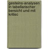 Gesteins-Analysen in Tabellarischer Bersicht Und Mit Kritisc door Justus Roth