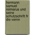 Hermann Samuel Reimarus Und Seine Schutzschrift Fr Die Vernn