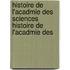 Histoire de L'Acadmie Des Sciences Histoire de L'Acadmie Des