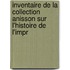 Inventaire de La Collection Anisson Sur L'Histoire de L'Impr