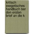 Kritisch Exegetisches Handbuch Ber Den Ersten Brief an Die K