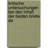 Kritische Untersuchungen Ber Den Inhalt Der Beiden Briefe De door Julius Ferdinand Raebiger
