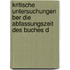 Kritische Untersuchungen Ber Die Abfassungszeit Des Buches D