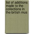 List of Additions Made to the Collections in the British Mus