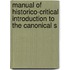 Manual of Historico-Critical Introduction to the Canonical S