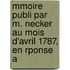 Mmoire Publi Par M. Necker Au Mois D'Avril 1787, En Rponse A