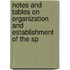 Notes and Tables on Organization and Establishment of the Sp