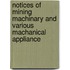 Notices of Mining Machinary and Various Machanical Appliance
