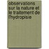 Observations Sur La Nature Et Le Traitement de L'Hydropisie