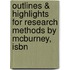 Outlines & Highlights For Research Methods By Mcburney, Isbn