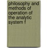 Philosophy and Methods of Operation of the Analytic System f door H.M. Hess