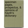 Specimen Pages, Prospectus, & Opinions of Haydn's Dictionary door Joseph Haydn