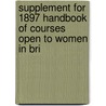 Supplement for 1897 Handbook of Courses Open to Women in Bri door Isabel Maddison