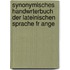 Synonymisches Handwrterbuch Der Lateinischen Sprache Fr Ange