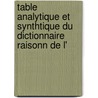 Table Analytique Et Synthtique Du Dictionnaire Raisonn de L' door Henri Sabine