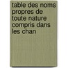 Table Des Noms Propres de Toute Nature Compris Dans Les Chan door Ernest Langlois