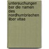 Untersuchungen Ber Die Namen Des Nordhumbrischen Liber Vitae