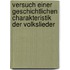 Versuch Einer Geschichtlichen Charakteristik Der Volkslieder