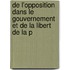 de L'Opposition Dans Le Gouvernement Et de La Libert de La P
