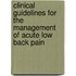 Clinical Guidelines For The Management Of Acute Low Back Pain