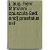 J. Aug. Henr. Tittmanni ... Opuscula £Ed. And] Praefatus Est door Johann August Tittmann