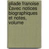 Pliade Franoise £Avec Notices Biographiques Et Notes, Volume by Unknown