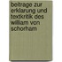 Beitrage Zur Erklarung Und Textkritik Des William Von Schorham